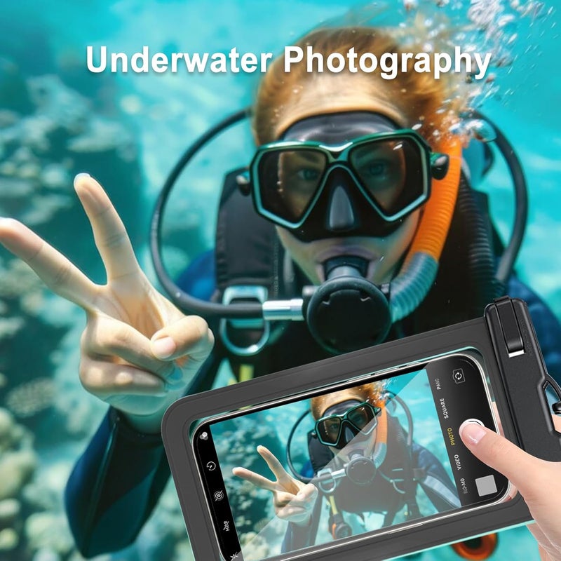 DNNBAO 2 Pack Waterproof Phone Pouch with Adjustable Lanyard for iPhone 17 16 15 14 13 12 Pro Max, for Samsung Galaxy S25/S24 up to 7.5", IPX8 Water Proof Phone Case Dry Bags Black/Black - Image 4